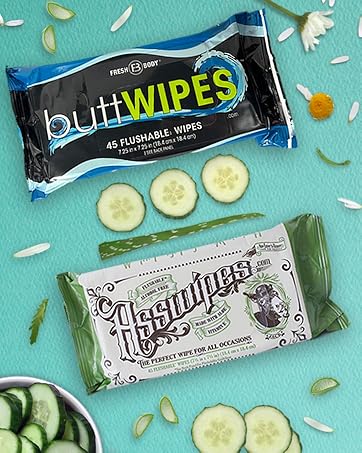 Buttwipes and Asswipes Flushable Wipes for Adults, Kids 