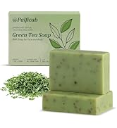 PALFICAB Green Tea Soap, Natural Bath Soap with Tea Leaves, Coconut Oil, Shea Butter, Homemade - ...