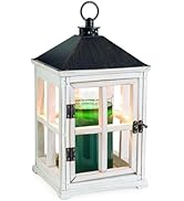 Candle Warmers Etc. Wooden Farmhouse Candle Warmer Lantern for Top-Down Candle Melting (Aged Whit...