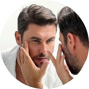 man applying facial skincare products high concentrations mature crepy crepey lids bags gels topical