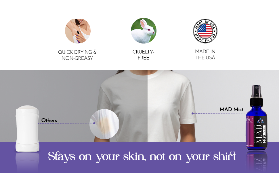 MAD Mist deodorant, gentle and non-comedogenic, safe for sensitive skin
