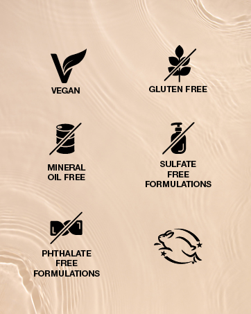 vegan gluten free mineral oil free sulfate free formulations phthalate free formulations