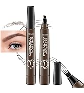 evpct SUAKE 2Pcs Dark Brown Eyebrow Pen Pencil, 4 Tipped Precise Brow Pen with a Sponge Micro-For...