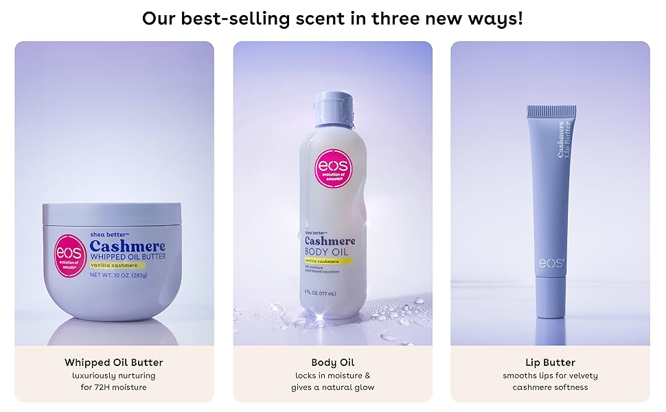 eos Vanilla Cashmere Whipped Oil Butter, Body Oil, and Lip Butter 