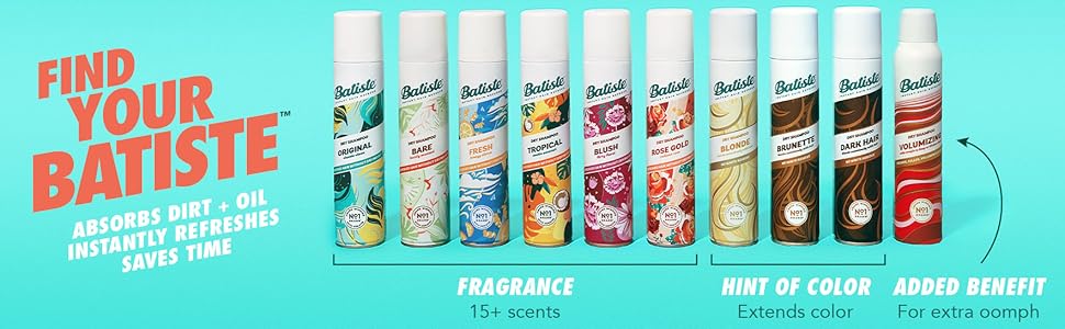 Find your batiste - variety of dry shampoos that absorb oil and dirt