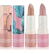 XINGXYUEL 2PCS Matte Nude Lipstick Set Velvet Lip Gloss Nude Lip Stain Paper Tube Lipsticks Non-S...