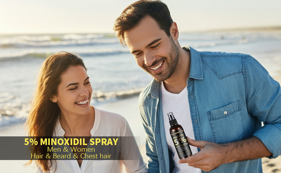 5% minoxidil spray; hair and beard and chest hair