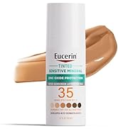 Eucerin Sun Tinted Sensitive Mineral Face Sunscreen Lotion SPF 35, Non-Comedogenic Mineral Sunscr...