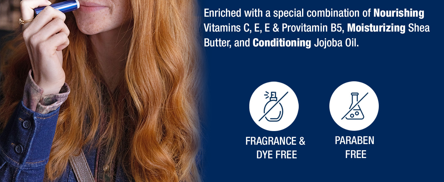 Enriched with nourishing Vitamins C & E, Provitamin B5, shea butter and jojoba oil. Fragrance free.