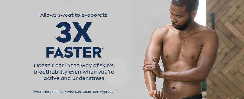 Text: Allows sweat to evaporate 3x faster. Doesn't get in the way of skins breathability even when..