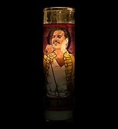 Freddie Mercury Candle lit in front of a black background