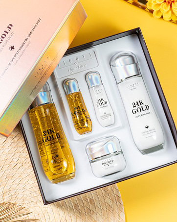 Jigott, Jigott Signature 24K Gold Essential Skin Care 3 Set Toner, Emulsion, Cream Set (24K Gold)