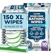 Body Wipes For Adults Bathing No Rinse 150pc XL - Ultra Thick Shower Wipes For Men Women - Person...