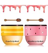2PCS Bee Lip Balm Honey Pot Honey Lip Balm Sleeping Lip Mask Silky Hydrating Bee Lip Balm Lip Mas...
