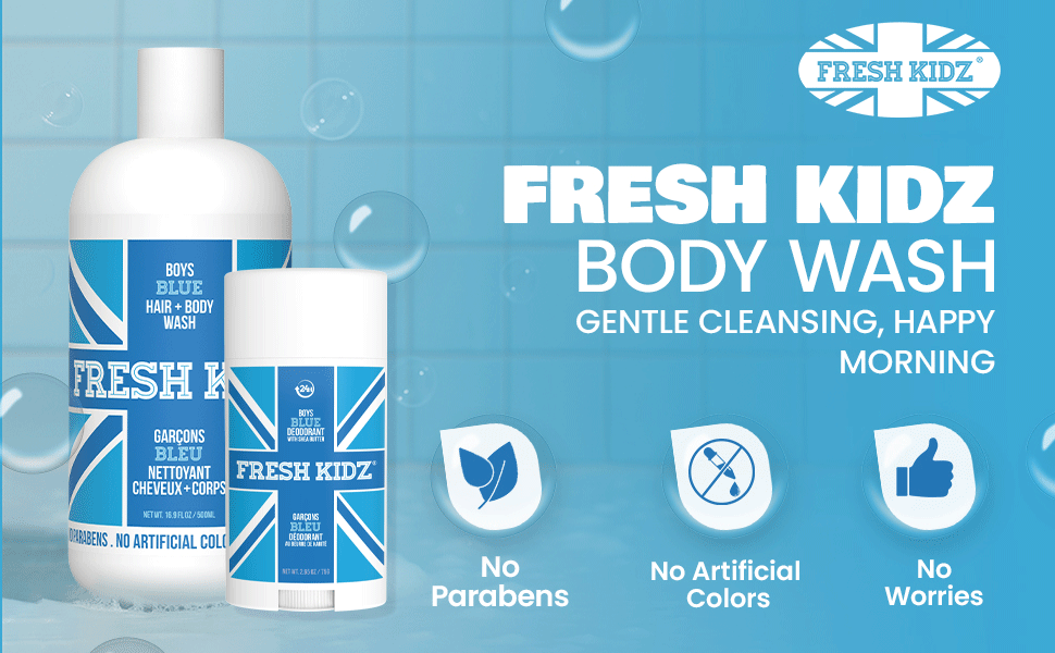 kids body wash children deodorant Sensitive Skin No parabens dyes silicones sulfates phthalates