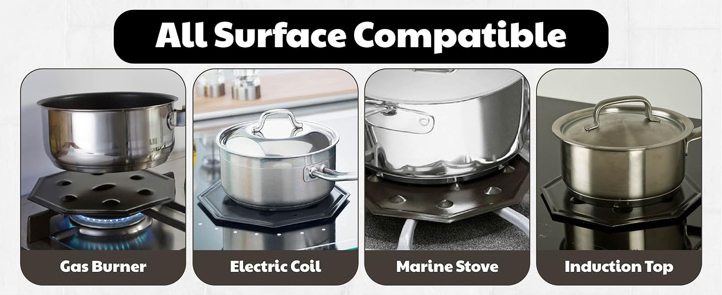 Cook evenly with a heat diffuser for any gas burner, electric coil, marine stove or induction top