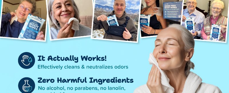 Bathing wipes for adults no rinse