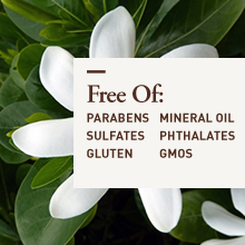 Free of parabens sulfates gluten mineral oil phthalates gmos