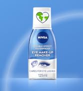NIVEA Double Effect Waterproof Eye Make-Up Remover Face Cleanser, 125 ml (Pack of 1) | Cornflower...