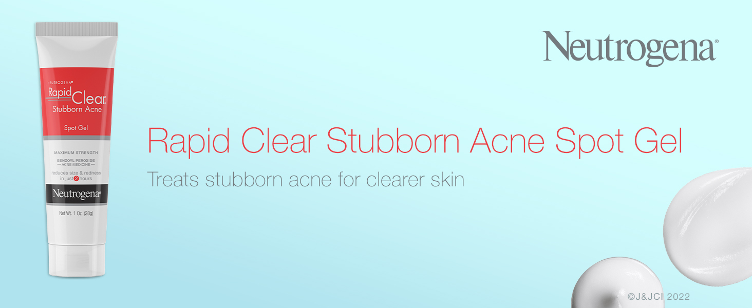 Neutrogena Rapid Clear Stubborn Acne Spot Gel over blue background