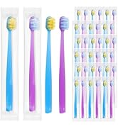 skourvut Disposable Toothbrushes Individually Wrapped,Bulk Toothbrush 2 Colors,Toothbrushes in Bu...