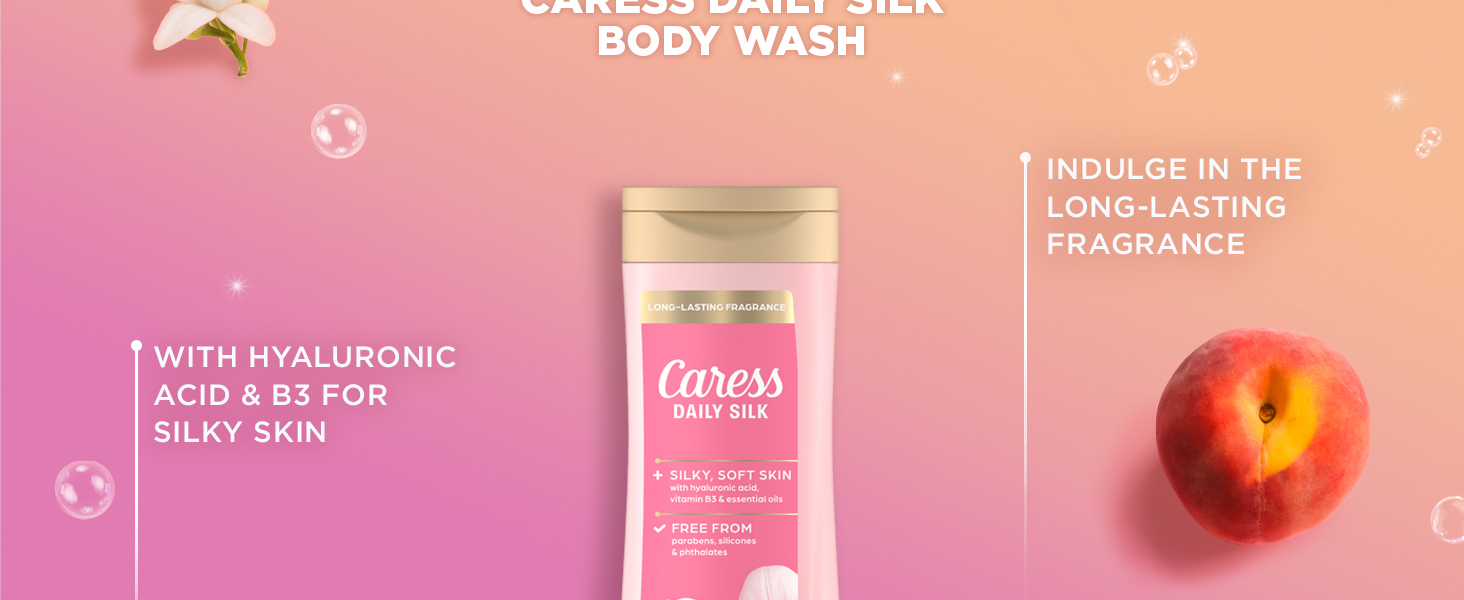 Caress Daily Silk Body Wash with Hyaluronic Acis & B3 for Silky Skin