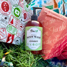 Organic peppermint body wash, refreshing holiday gift with pure essential oils