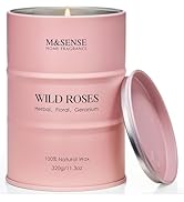 M&SENSE Wild Rose Natural Scented Candle, 70 Hours Long Lasting Soy Candles 11.3oz, Stress Relief...