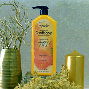 Image of product bottle with decorative background