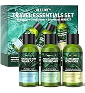 Travel Size Shampoo Conditioner + Body Wash Kit, Cleansing, Refreshing, Infused with Rosemary, Mi...