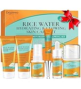 Skin Care Set,Women Teen Glass Skincare Rice Water Hydrate Glow Repair Anti-Aging Facial Routine ...