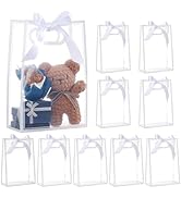 BENECREAT 24PCS PP Flower Bag, 7.1x3.2x10.3Inch Clear Plastic Gift Bags with Handles, Party Favor...