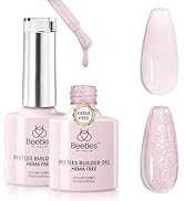 Beetles Builder Gel for Nails HEMA-Free,2 Pcs 0.2 oz 8 in 1 Jelly Purple & Glitter Builder for Th...