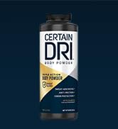 Certain Dri Body Powder for Men and Women, Maximum Sweat Absorption & Moisture Control, 8 Oz, 1 Pack