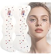 Boko 10Pcs Patriotic Temporary Tattoos, Red White Blue Independence Day Freckle Tattoos for Freck...