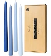 Viyffo 10 Inch Taper Candles Blue Set of 4 Unscented, Dripless, Smokeless Long Tall Tapered Candl...