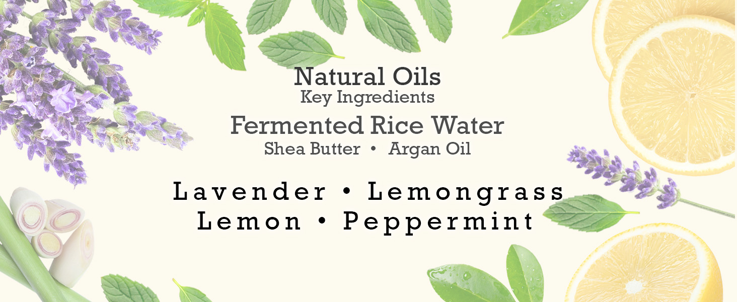 Natural Oil Fermented Rice Water Lavender Lemograss Lemon Peppermint