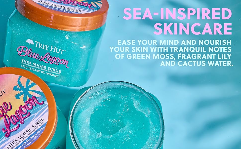 Tree Hut Blue lagoon Mind Easing tranquil shea sugar scrub