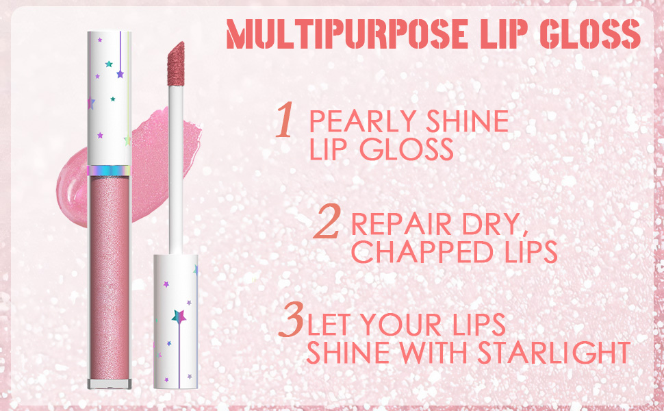 evpct 1Pcs Pink Pearlescent Shimmer Lip Gloss, Long Lasting glitter Liquid Lipstick Lip