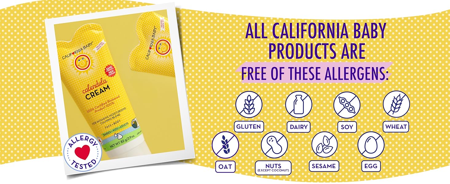California Baby Calendula Cream is allergy tested and free of common allergens.