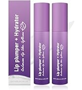 2Pcs Lip Plumper + Hydrator Lip Balm,Instant Volumizing Gloss with Hyaluronic Acid & Anti-Aging I...