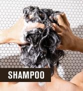 Man shampooing hair