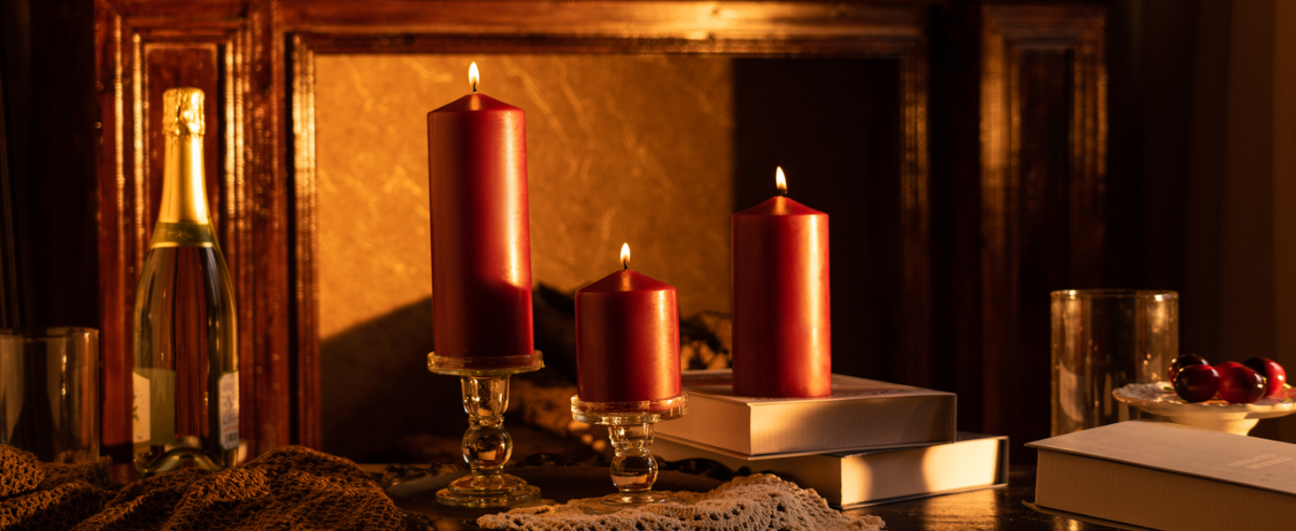 MOZEAL Red Pillar Candles