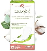 Organyc Hospital Postpartum Pads, 100% Certified Organic Cotton Pads for Women, Large Pads for Fi...