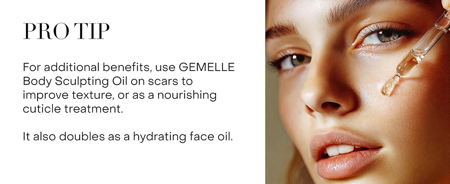 GEMELLE Lymphatic Body Sculpting Massage Oil for cellulite, scars, sculpting and self-care