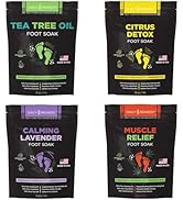 DAILY REMEDY Foot Soak Salts- Variety Pack of 4- Tea Tree Oil, Muscle Relief, Calming Lavender & ...
