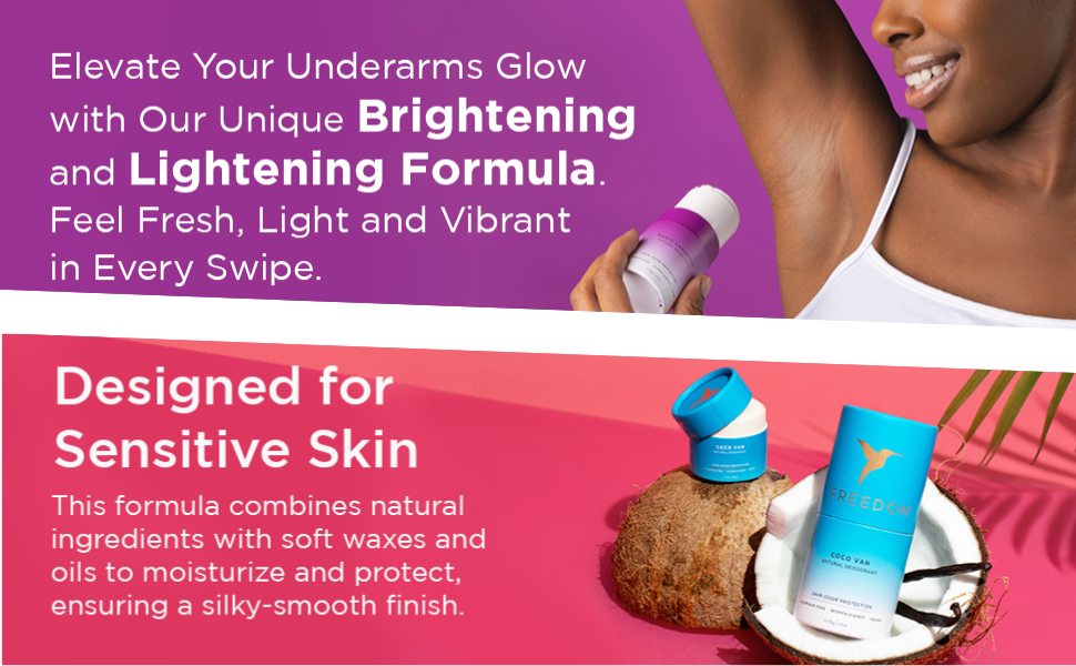 brightening deodorant, lightening underarms, even skin tone, vegan deodorant, underarm glow
