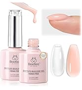 Beetles Builder Gel for Nails Hema-Free,2PCS 7 in 1 Clear & Nude Strengthener Gel for Building Na...