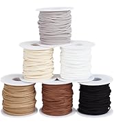 BENECREAT 6Pcs 6Colors Faux Suede Cord, 2mm 147Yards Colored Assorted Flat Leather Cord, Flat Sue...