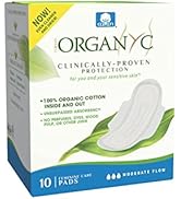 Organyc 100% Certified Organic Cotton Feminine Pads, Moderate Flow, 10 count (Pack of 1) - Packag...